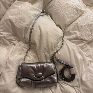 Zara Metallic Silver Crossbody Bag
